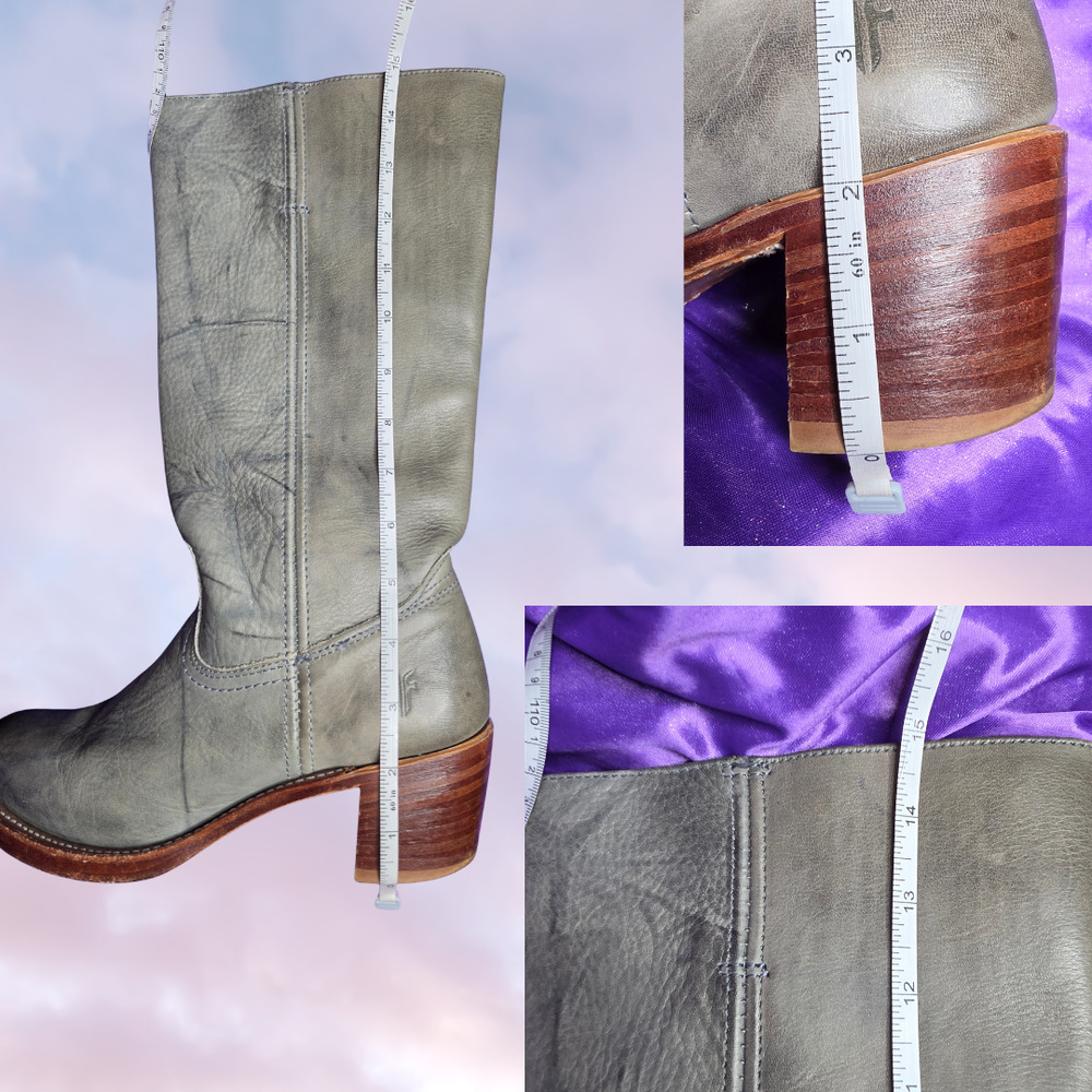 Rare Vintage Frye Gray Blue Campus Sabrina Western Boho Leather Boot Sz 8.5 - Picture 7 of 9